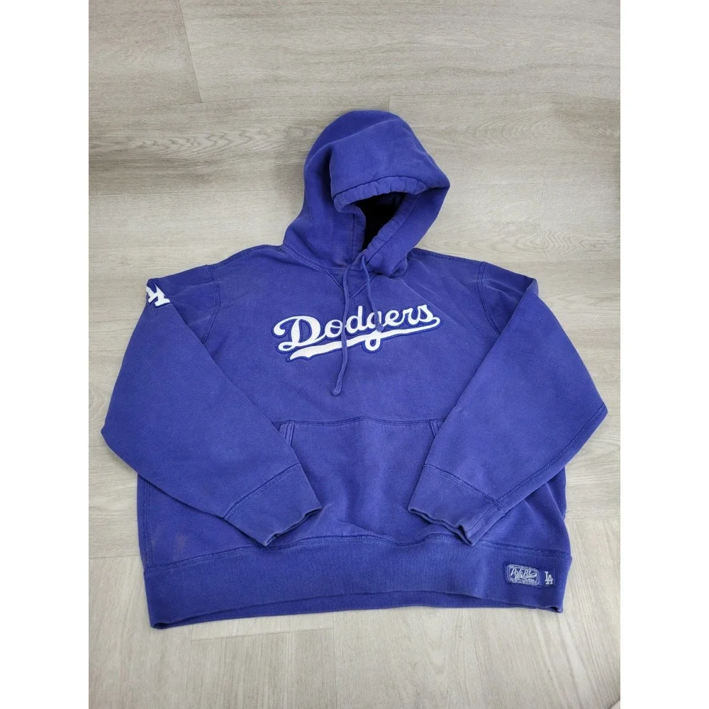 Polo Ralph Lauren LA Dodgers Hoodie Men's L Gray Pullover Fleece MLB Embroidered